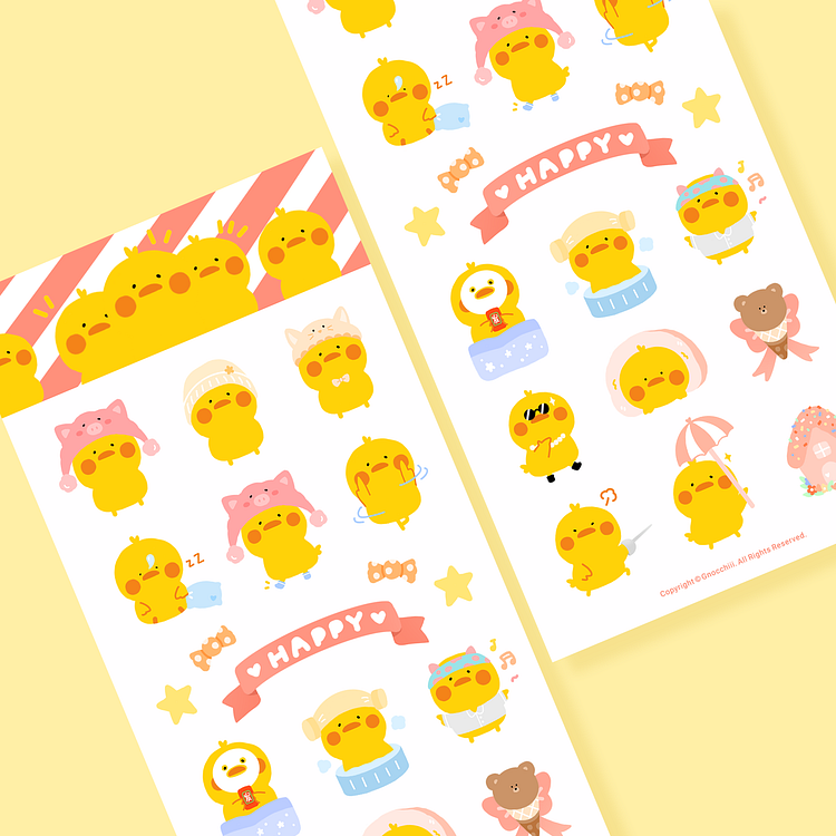 Cute Yellow Duck Card Sticker