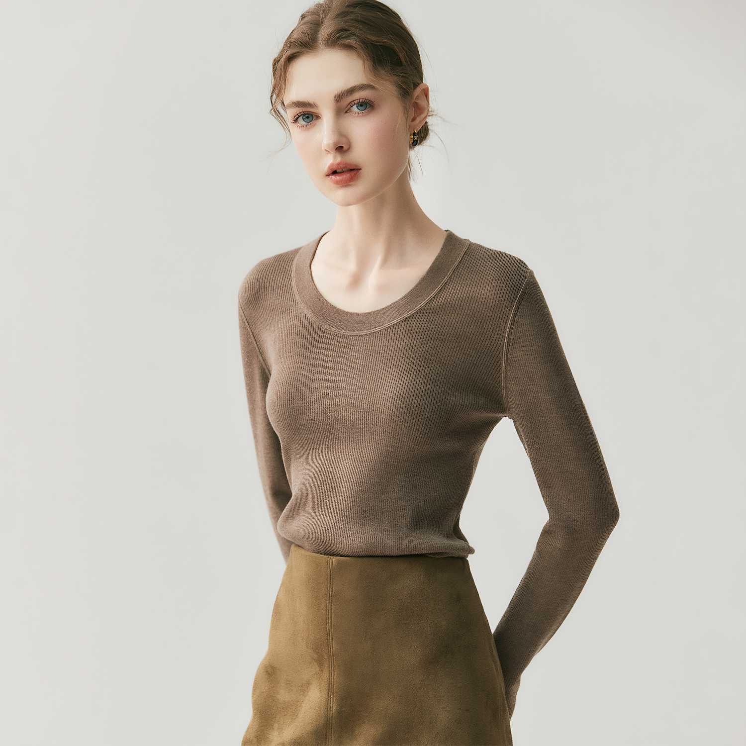 Women's Fine-Gauge Cashmere Top | Slim-Fit REAL SILK LIFE