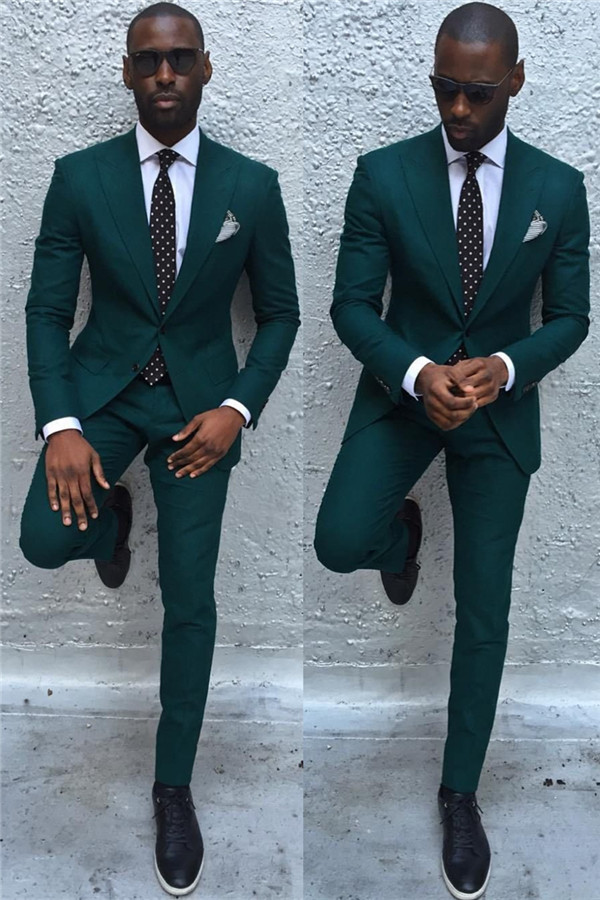 Dresseswow Classy Peaked Laple Formal Dinner Prom Suit For Man Dark Green