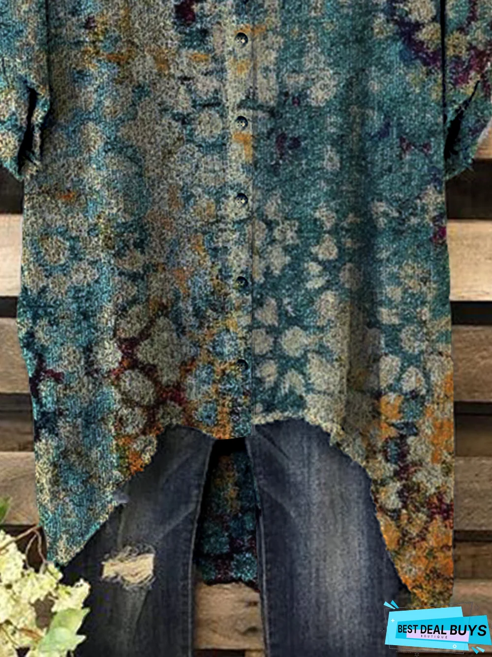 Polyester Fibre V Neck Boho Tunic Blouse