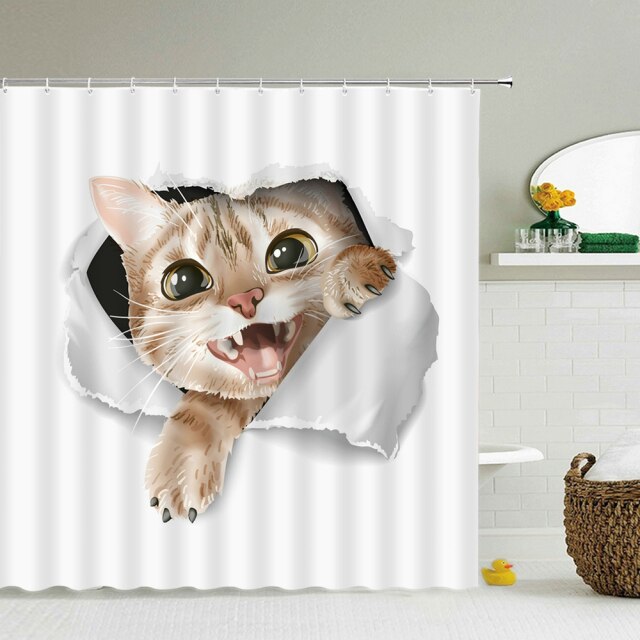 

Shower Curtain – Cat Dog Elephant Rabbit Shark-180*180cm, 501 Original