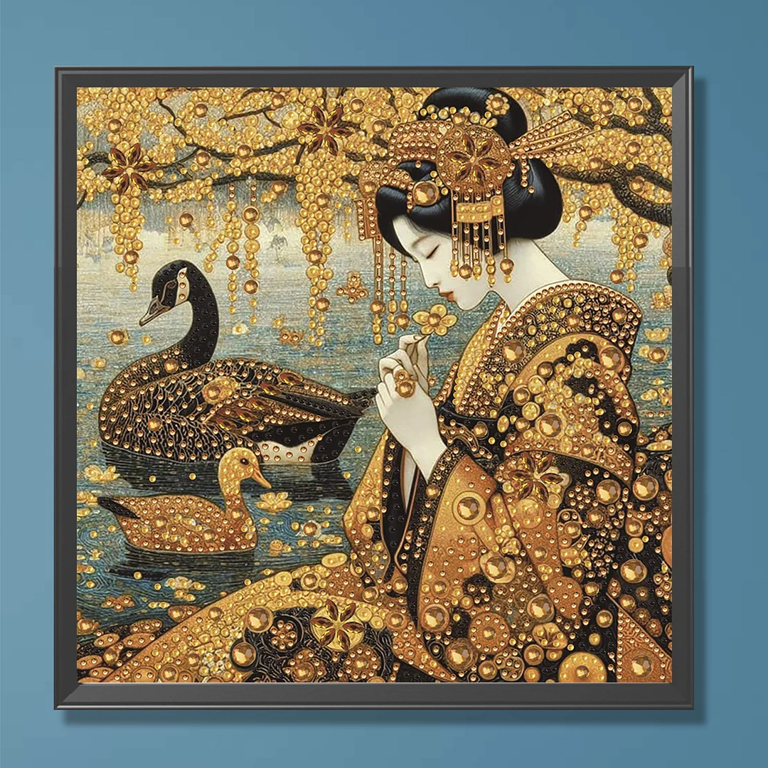 Diamond Painting - Partial Special Shaped Drill - Golden Geisha(Canvas|30x30cm)