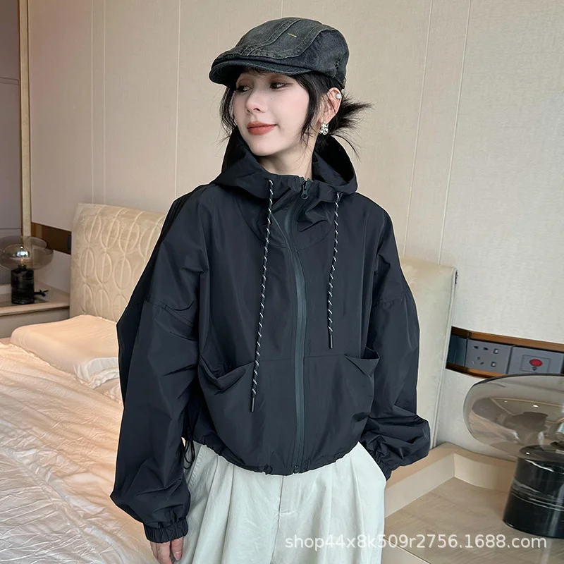 Woherb Charge Suit Short Coat Female Spring And Autumn New 2024 Hot Style Korean Version Casual Popular Hooded Jacket Good-Looking Jacket-Outfit Ideas