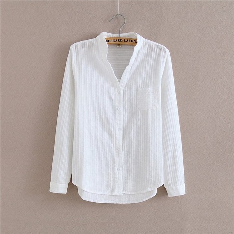New Fashion Cotton White Blouse Women High Quality Long Sleeve Woman Shirt Single-Breasted Casual Shirts Casual Ladies Tops 1715