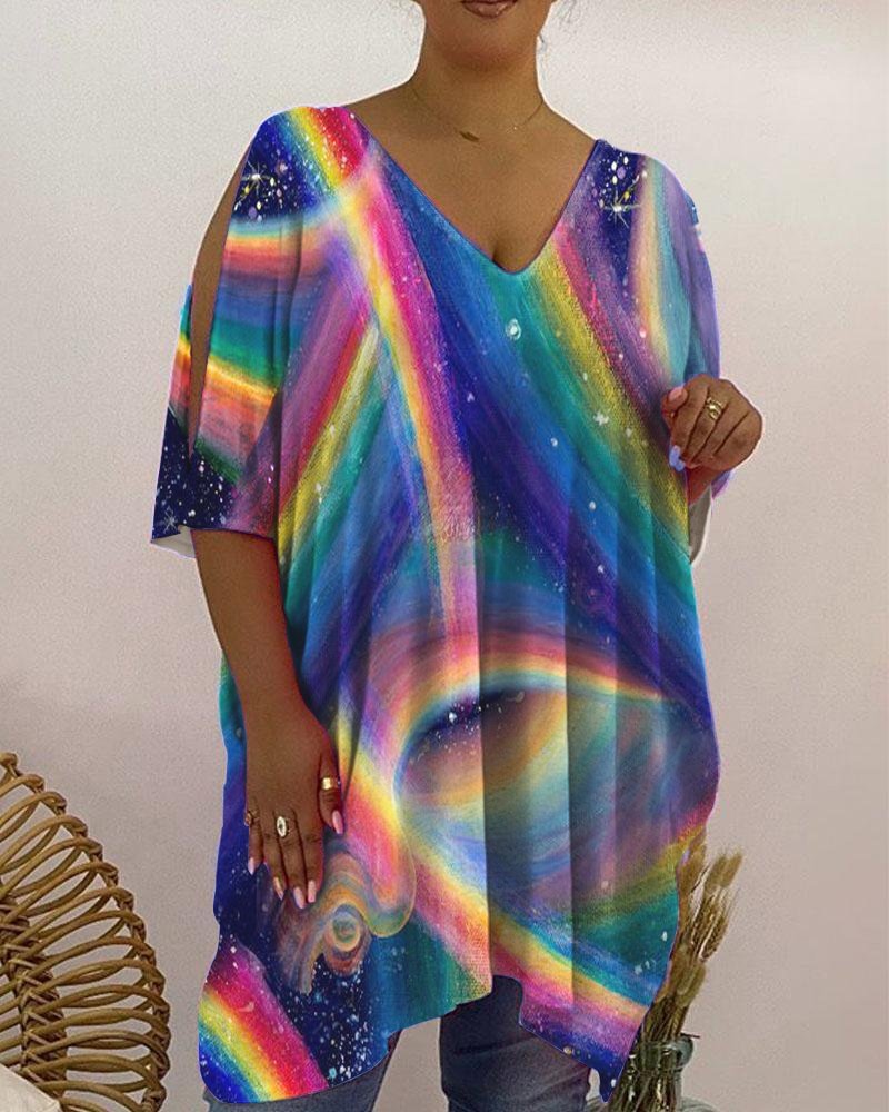 V-Neck Casual Print Women's Top