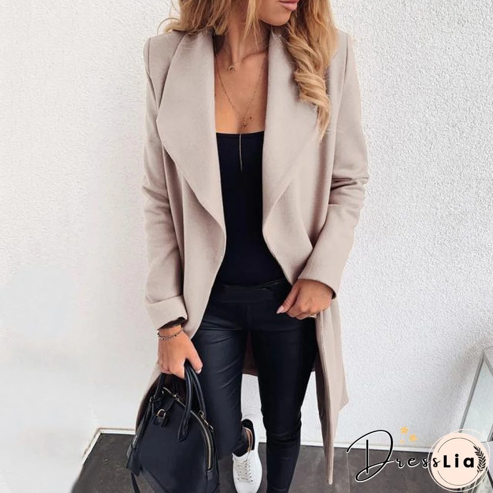 Fashion Slim Belt Lapel Woolen Coat Winter Coat Women Elegant Camel Coat Womens Winter Coats