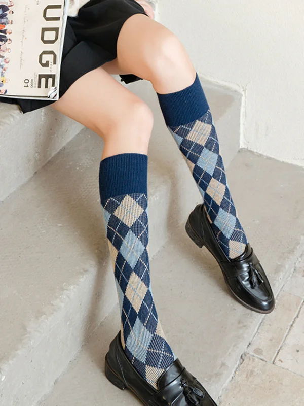 Leisure Fashion Skinny Checkered Socks Accessories