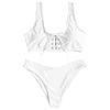 ZAFUL Scoop Lace Up Bikini Swimwear Solid Color Swimsuit Padded Wire Free Swimming Wear Bathing Suit Bikini Set Biquini