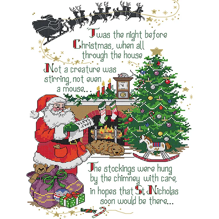 Christmas Stocking Cartoon Counted Cross Stitch 11CT 14CT Cross