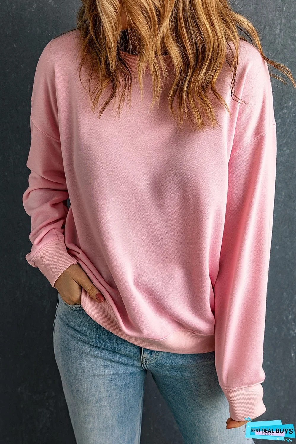 Round Neck Dropped Shoulder Sweatshirt