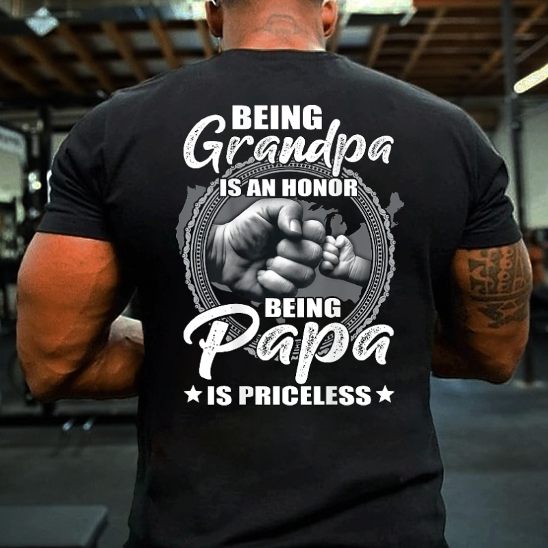Being Grandpa Is An Honor Being Papa Is Priceless Family Gift T-shirt ctolen