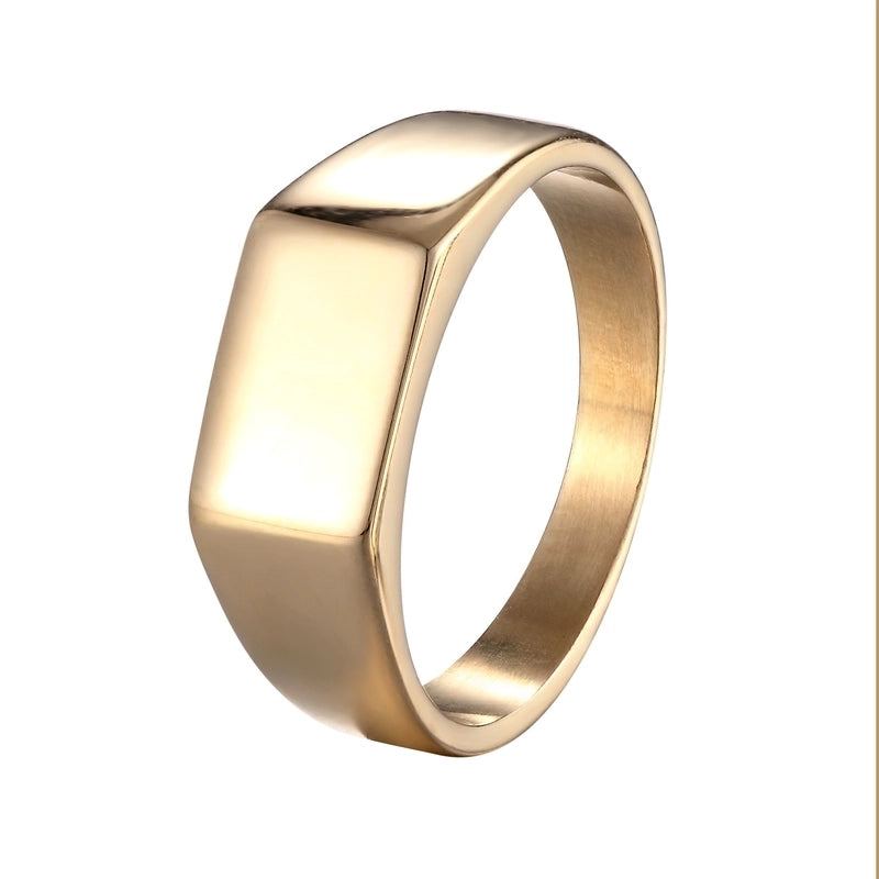 1 Piece Retro Letter Titanium Steel Printing Rings