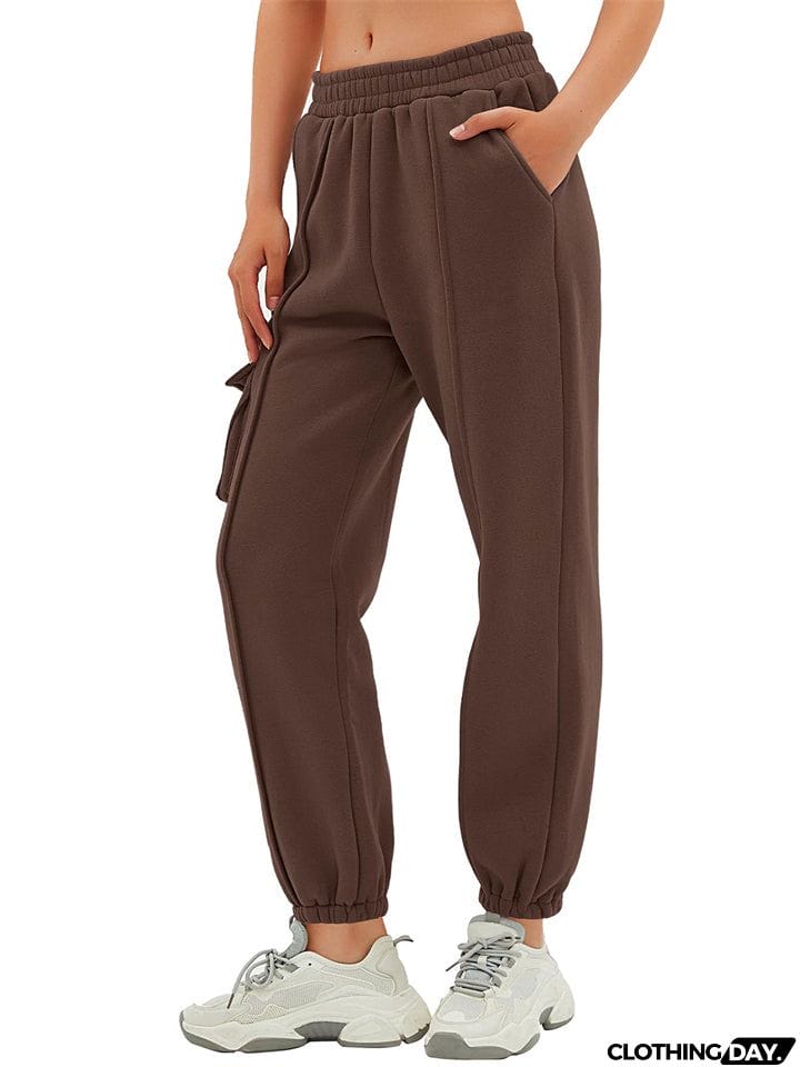 Ladies New Ankle-tied Flap Pocket Cargo Sweatpants