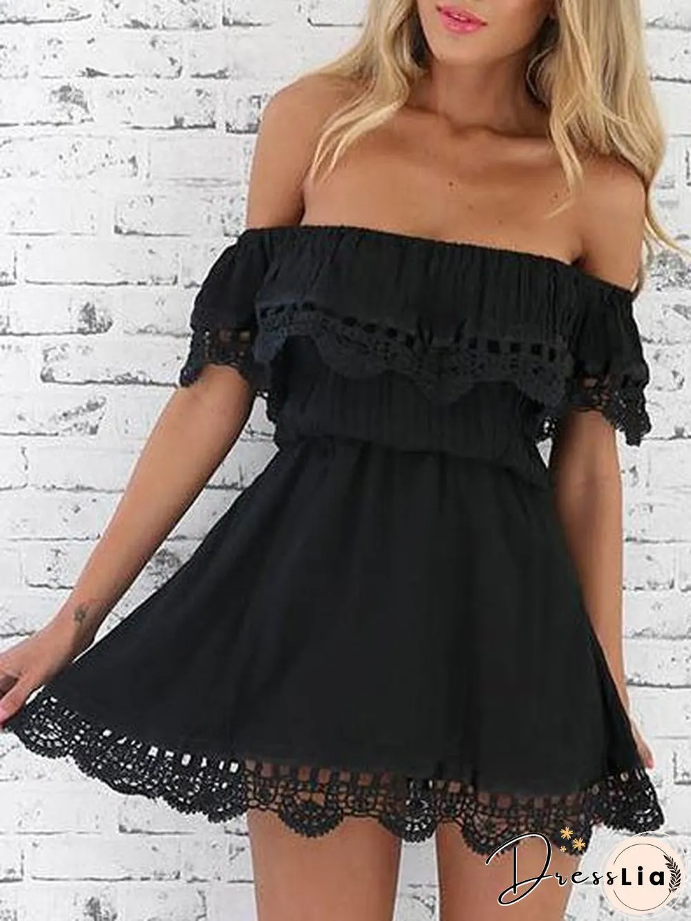 Women'S Dresses One-Shoulder Lace Mini Dress