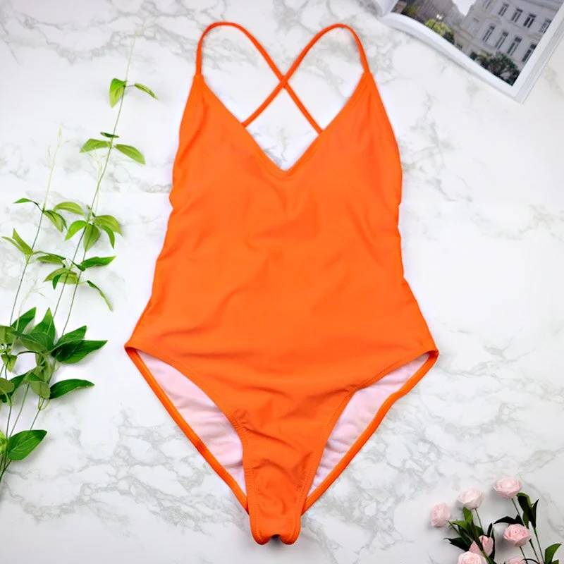 2021 women Swimwear Sexy high cut one piece swimsuit Backless swim suit Black White Red  thong Bathing suit female Monokini 2741