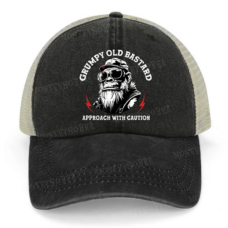 Grumpy Old Bastard Approach With Caution Monkey Trucker Cap