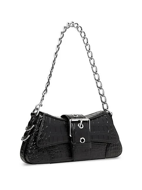 Balenciaga Lindsay Small Shoulder Bag With Strap Crocodile Embossed