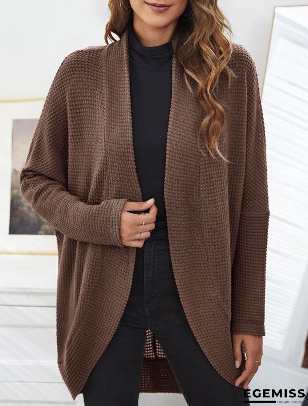 Casual Loose Solid Color Knitted Cardigan | EGEMISS