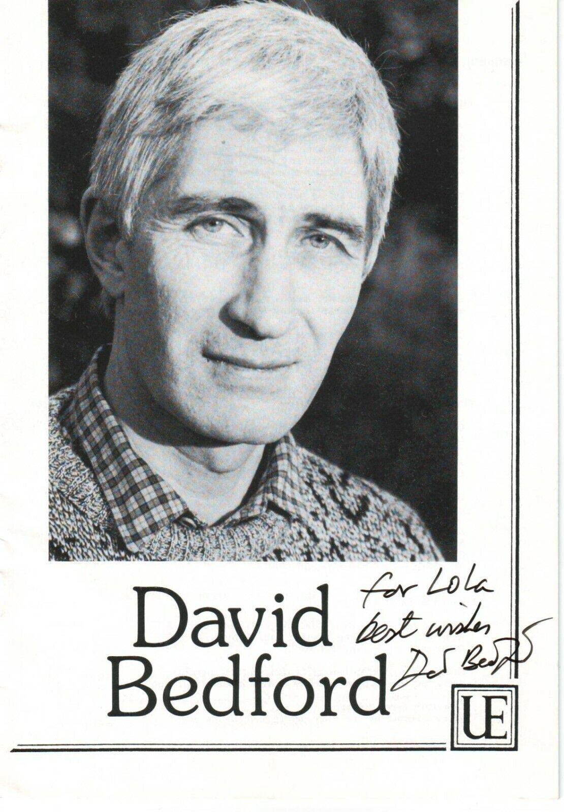 David Bedford (15x20 cm) Original Autographed Photo Poster painting