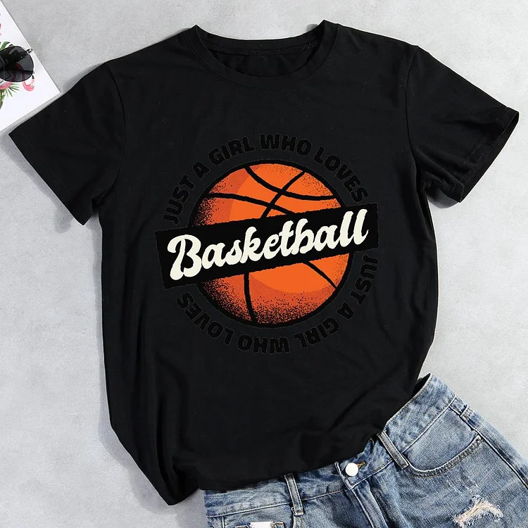 Just A Girl Who Loves Basketball Round Neck T-shirt-Annaletters