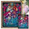 Glass Painting Mermaid-14CT Stamped Cross Stitch 45*60cm/17.72*23.62in (Big Size)
