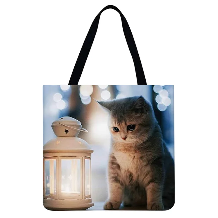 Cat And Lamp - Linen Tote Bag