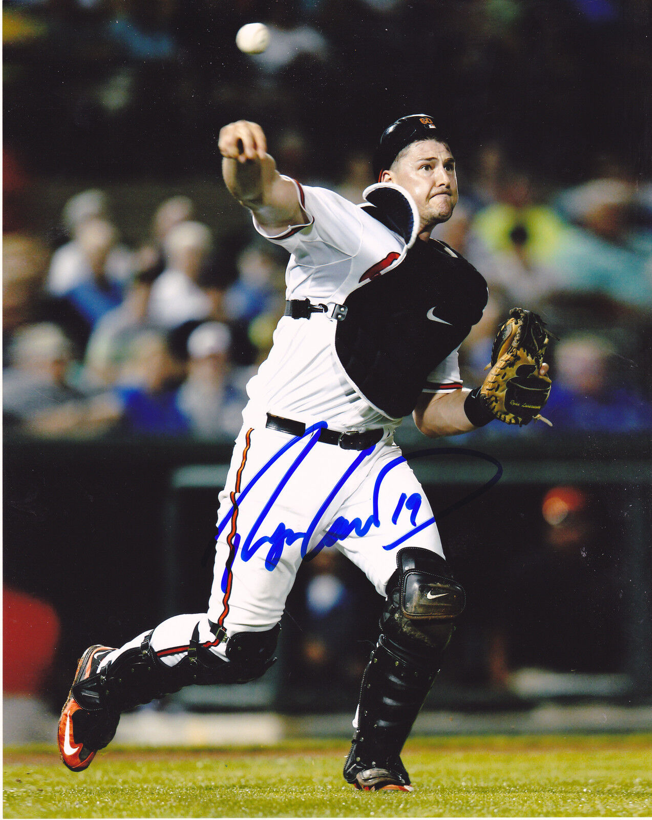 RYAN LAVARNWAY BALTIMORE ORIOLES ACTION SIGNED 8x10