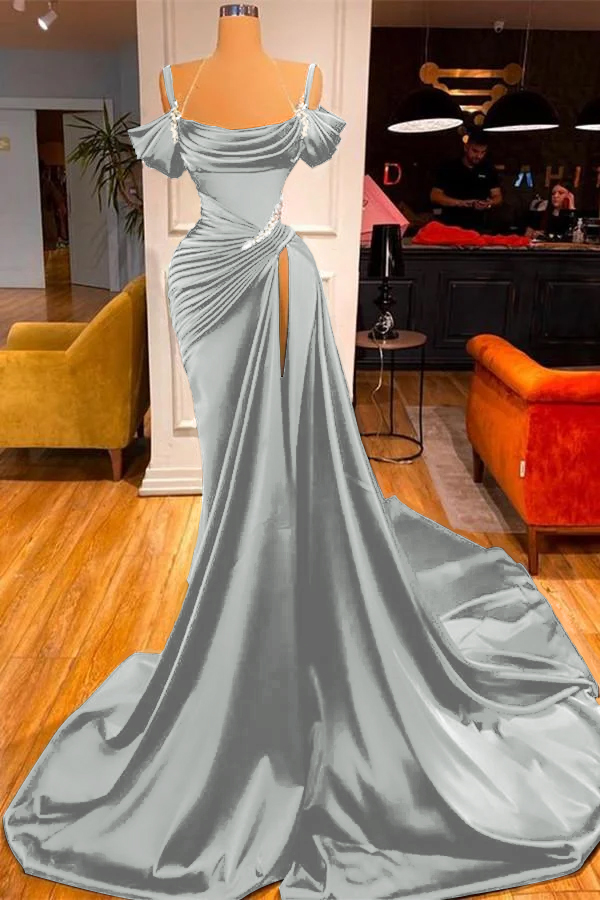 Off The Shoulder Dark Green Pleats Long Prom Dresses main image 0