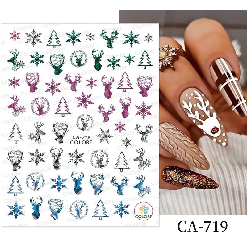 1Pc 3D Halloween Nail Stickers Anime Joker Spider Snake Sliders Nail Art Stickers Adhesive Christmas Decals Snowflake Decor-Nail Inspo