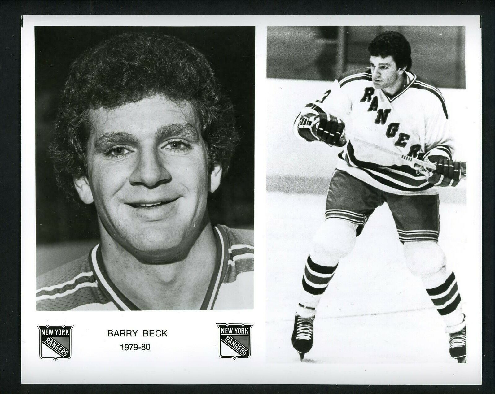 Barry Beck New York Rangers team issued 1979 Press Photo Poster painting