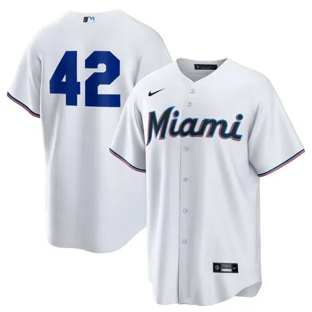 Youth Miami Marlins #42 Jackie Robinson Nike White Home 2025 Jackie Robinson Day Replica Jersey