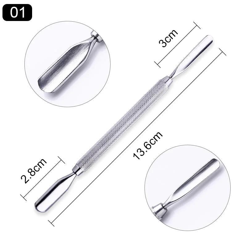 Double-ended Stainless Steel Cuticle Pusher Dead Skin Push Remover For Pedicure  Nail Art Cleaner Care Tool
