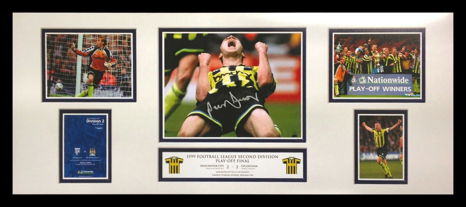 FRAMED PAUL DICKOV SIGNED MANCHESTER CITY Photo Poster painting 1999 PLAYOFF FINAL COA PROOF