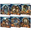 6Pcs Halloween House Special Shape Diamond Panting Greeting Card