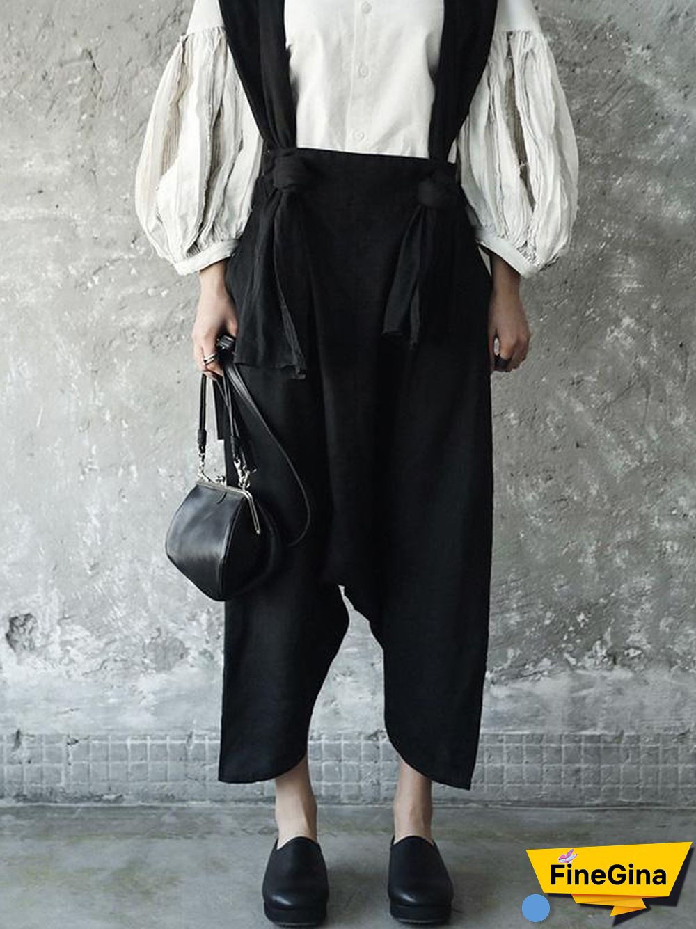 Solid Linen Loose Harem Pants