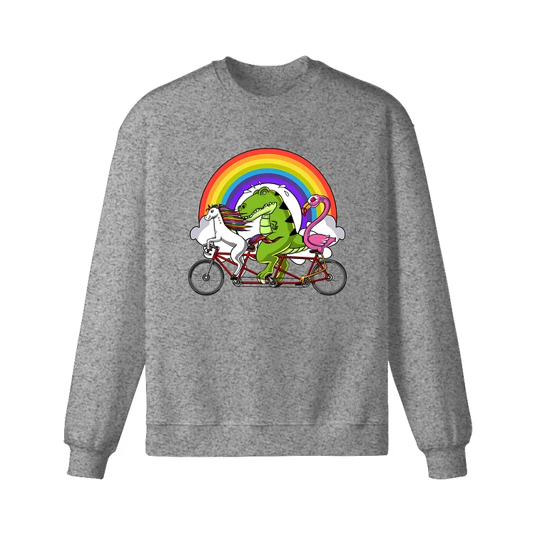 Unicorn Dinosaur Flamingo Riding Bicycle Sweatshirt