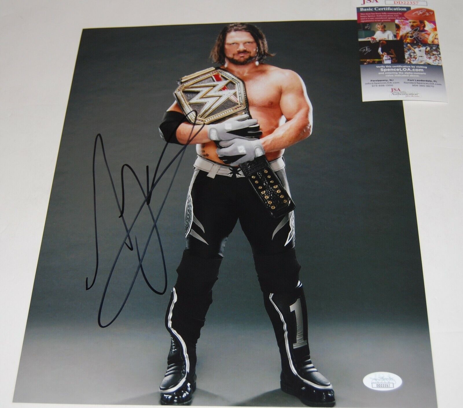 A.J STYLES signed (WWE SMACKDOWN) Wrestling 11X14 Photo Poster painting *WWE CHAMP* WON Hof #2