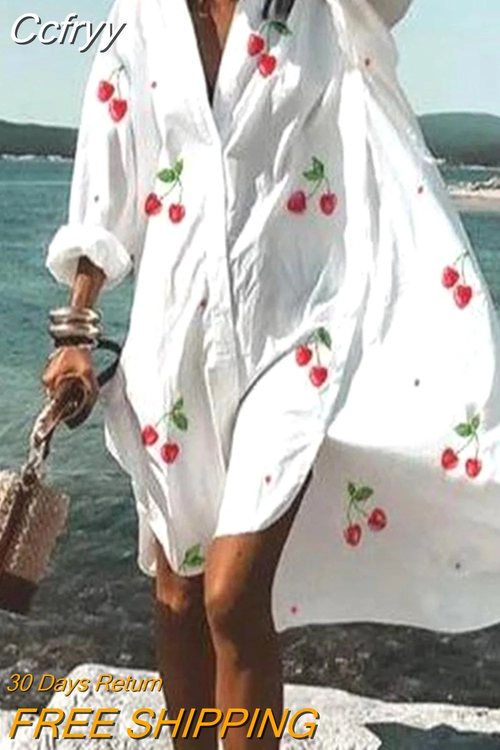 Huibahe Fall Summer Women V Neck Button Print Dress Casual Elegant Long Sleeves Irregular Shirt Dress Loose Sexy Beach Party Dresses
