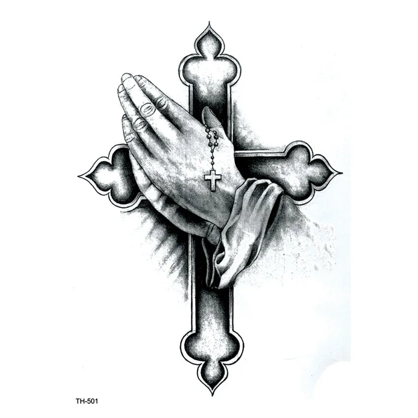 Pray Cross Waterproof Temporary Tattoo Sticker Tatouage Christian Tatoo Kids body Art Stickers Henna Tattoos Art Tattoo