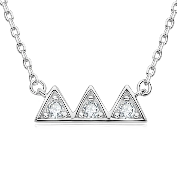 2.5mm Round Cut Moissanite Mountains Pendant Necklace