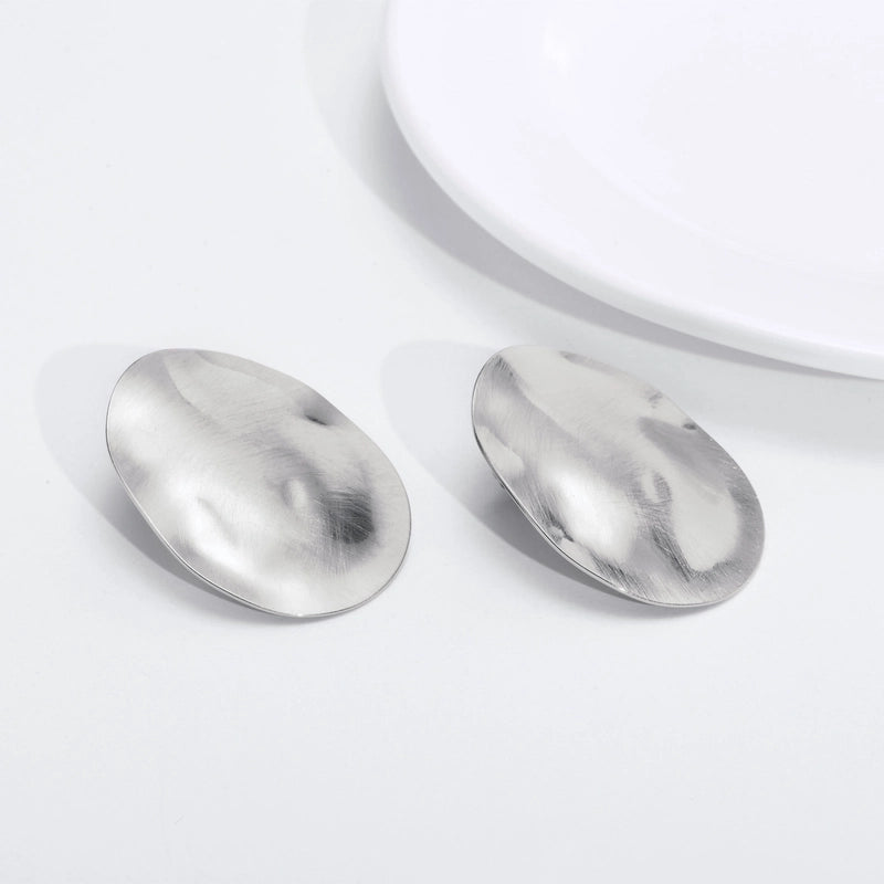 1 Pair INS Style Oval Plating 304 Stainless Steel 18K Gold Plated Ear Studs