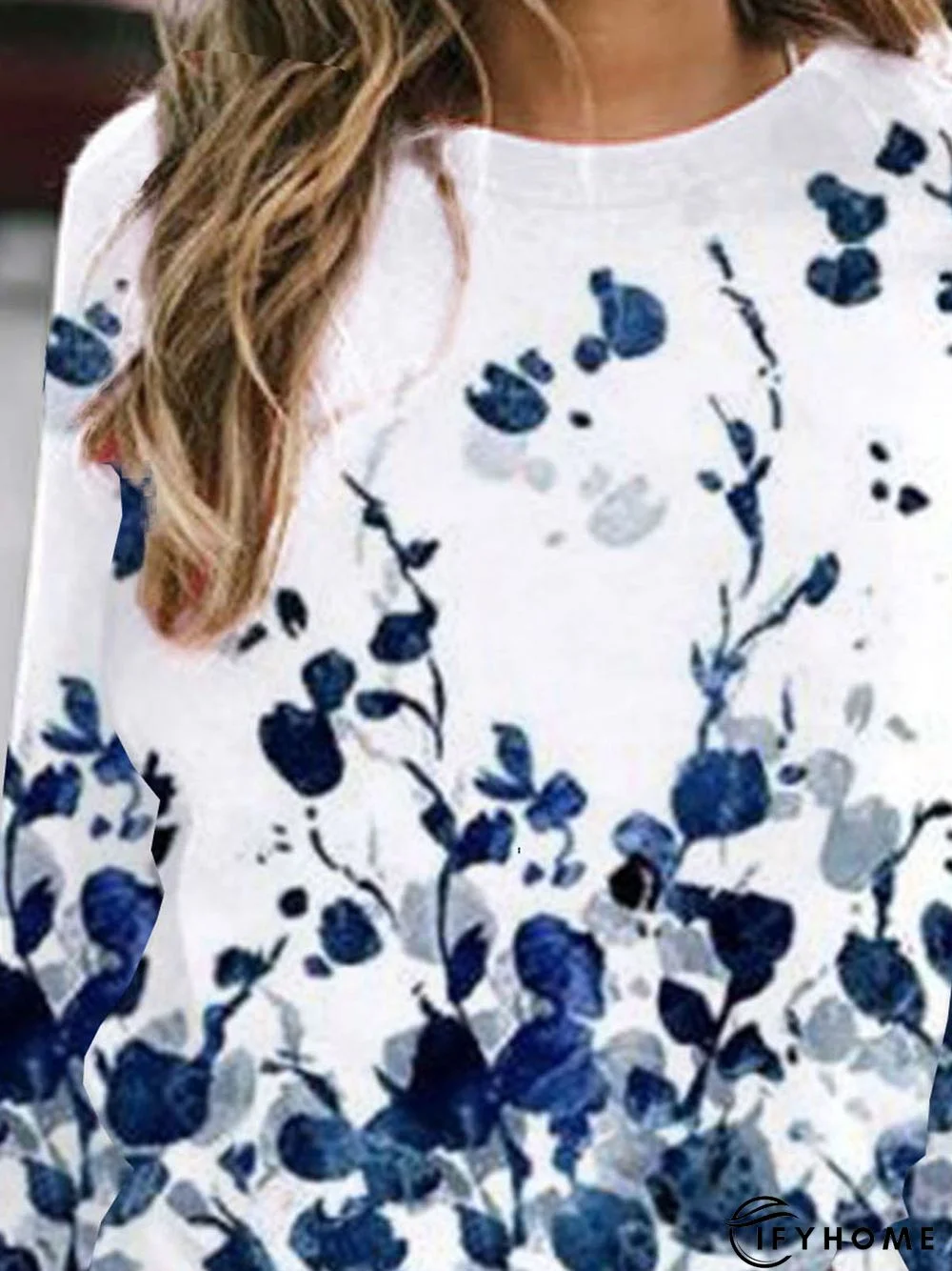 Holiday Long Sleeve Crew Neck Floral Sweatshirt | IFYHOME