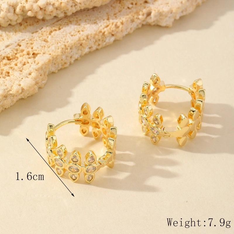 1 Pair Casual Minimalist Geometric Inlay Copper Zircon Imitation Gold  Earrings