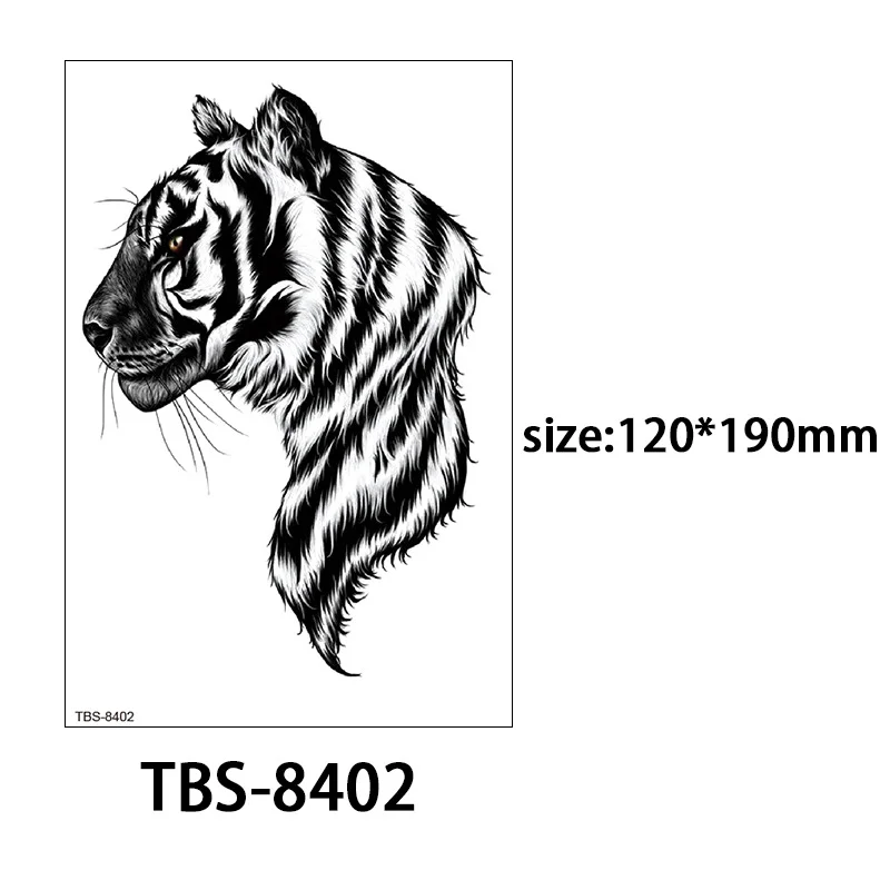 Sdrawing Forest King Animal Tattoo Sticker for Men Tiger Skull Skeleton Fake Tattoo for Women Wolf Tattoo Temporary Waterproof