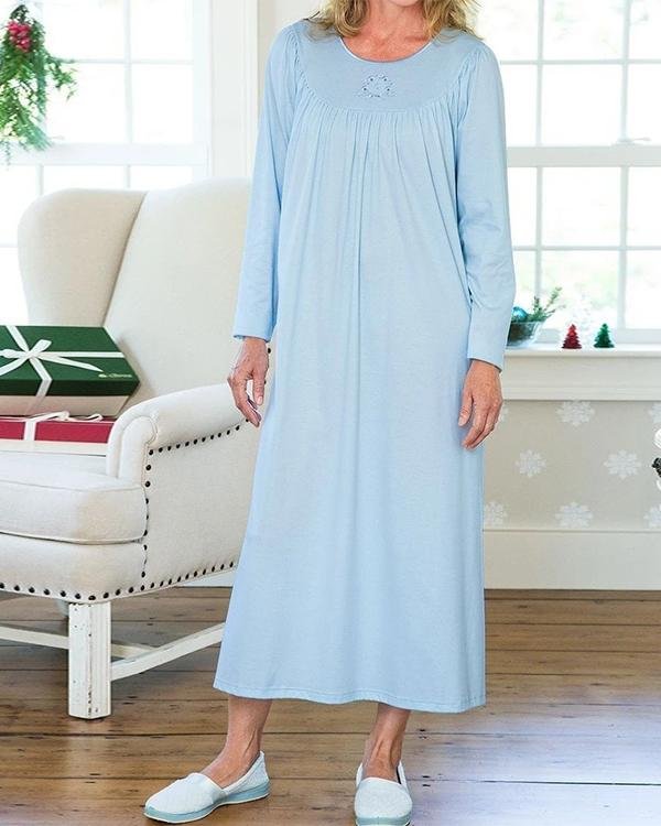 Calida Long-sleeve Soft Cotton Nightgown - Chicaggo