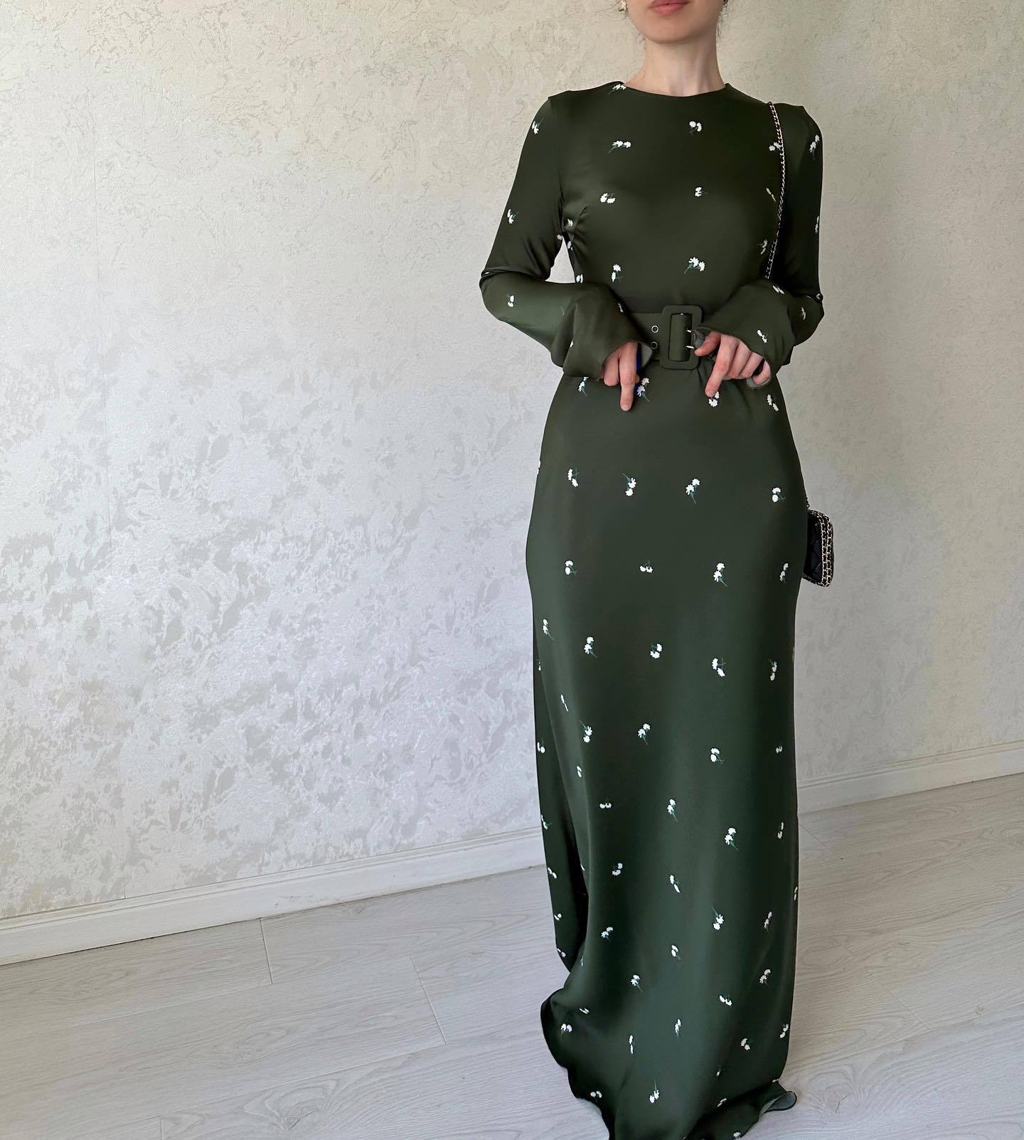 Ootddress Fashion High Waist Long Dress Ladies Long Sleeve Slim Ruffled Patchwork Elegant Party Dress Printed Casual Maxi Dress 2025