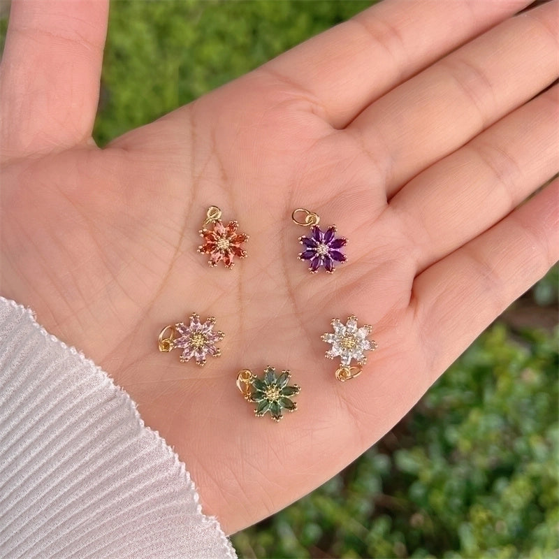 Copper 18K Gold Plated Minimalist Classic Style Flower Plating Inlay Zircon Pendant Necklace