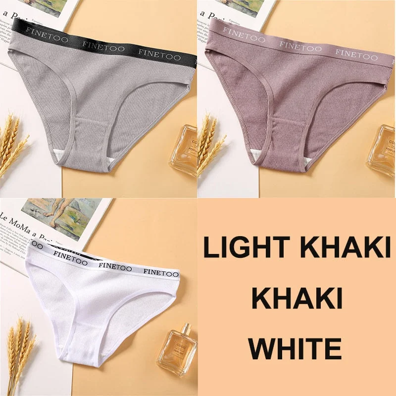 3PCS Women Cotton Underwear Panties Female Sexy Briefs Brand  Band Waist Pantys Set Solid Color Intimates Lingerie for Girl M-XL