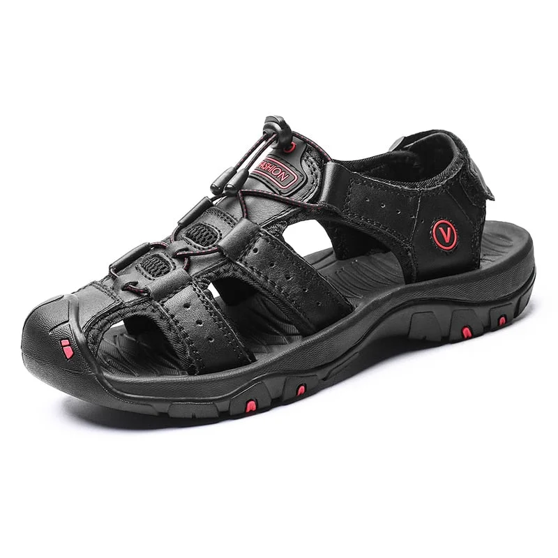 Classic Men's Sandals Summer Soft Sandals Comfortable Mens Shoes Genuine Leather Sandals Big Size Soft Outdoor Casual Shoes Men