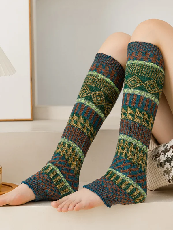 Casual Keep Warm Contrast Color Leg Warmers Accessories
